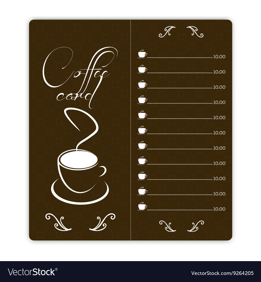 Coffee card with cup on brown background