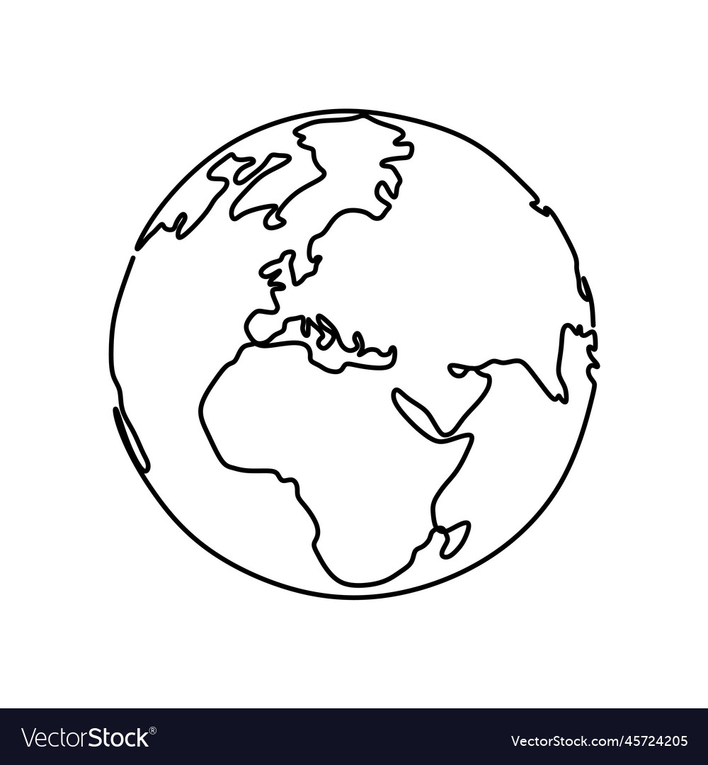 Earth continuous one line drawing on white Vector Image