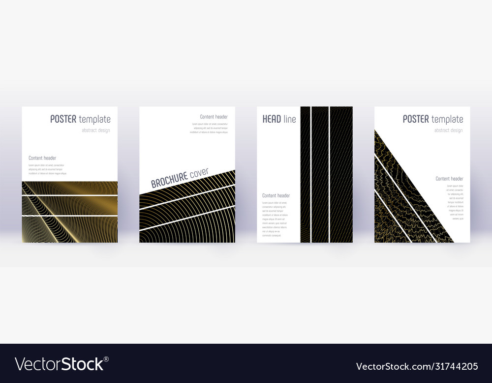 Geometric brochure design template set gold abstr Vector Image