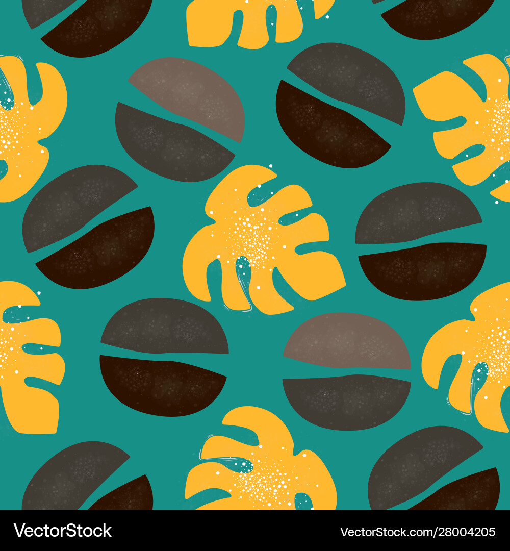 Seamless pattern with hand drawn leafs Royalty Free Vector