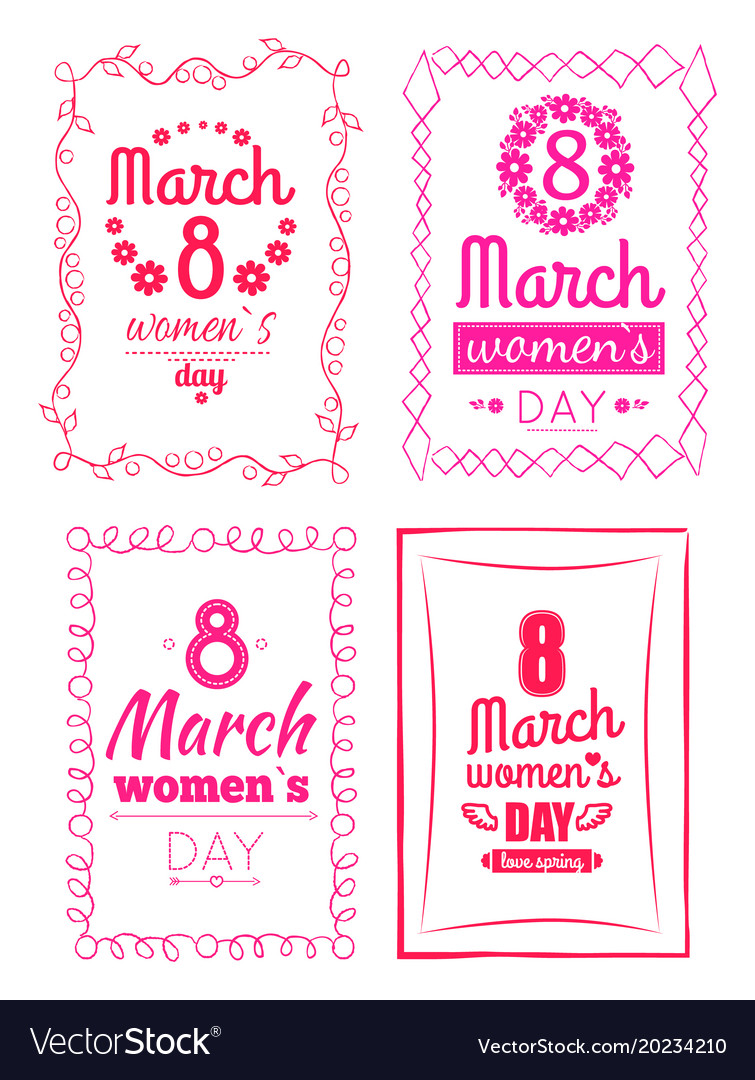 8 march women s day collection posters invitation Vector Image