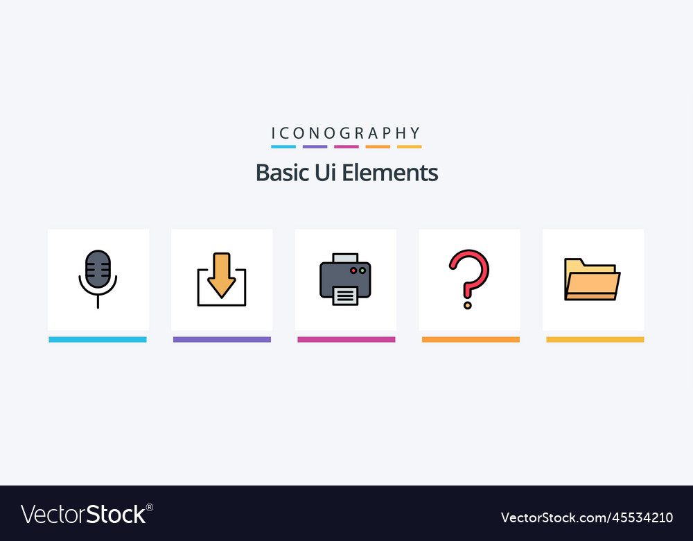 Basic ui elements line filled 5 icon pack Vector Image