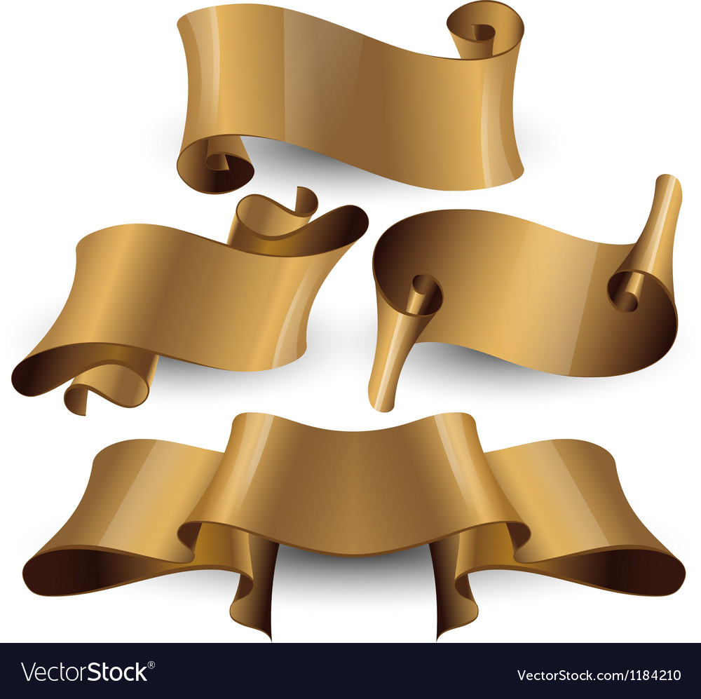 Gold glossy ribbons on a transparent background Vector Image