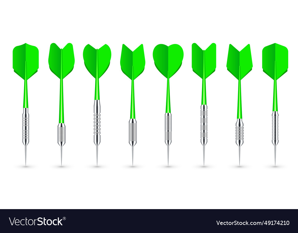 Green dart arrows with metal tip and shadow Vector Image