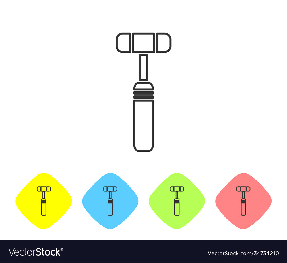 Grey line neurology reflex hammer icon isolated