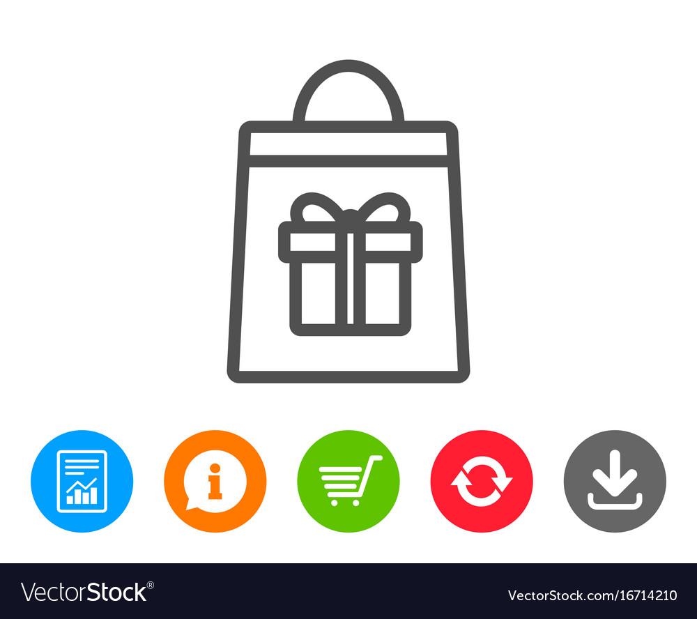 Shopping bag with gift box line icon