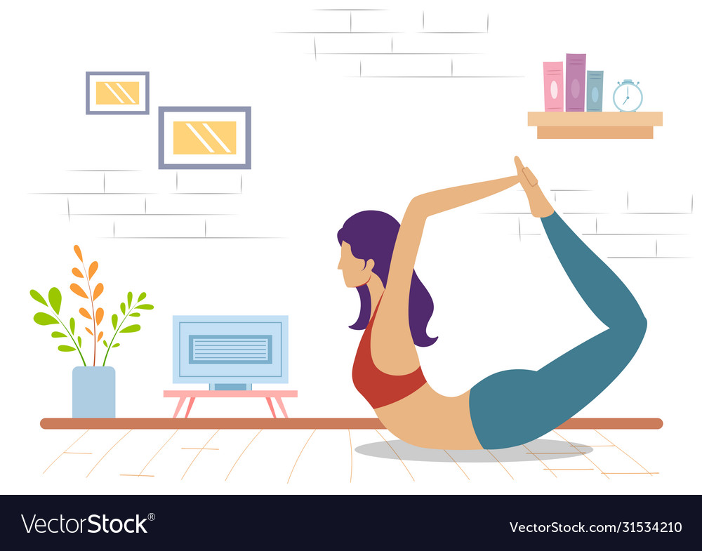 Woman doing asana for international yoga day Vector Image