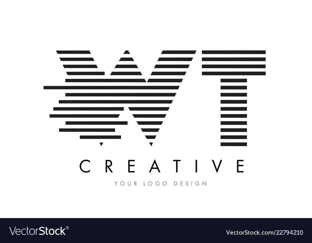 Wt w t zebra letter logo design with black