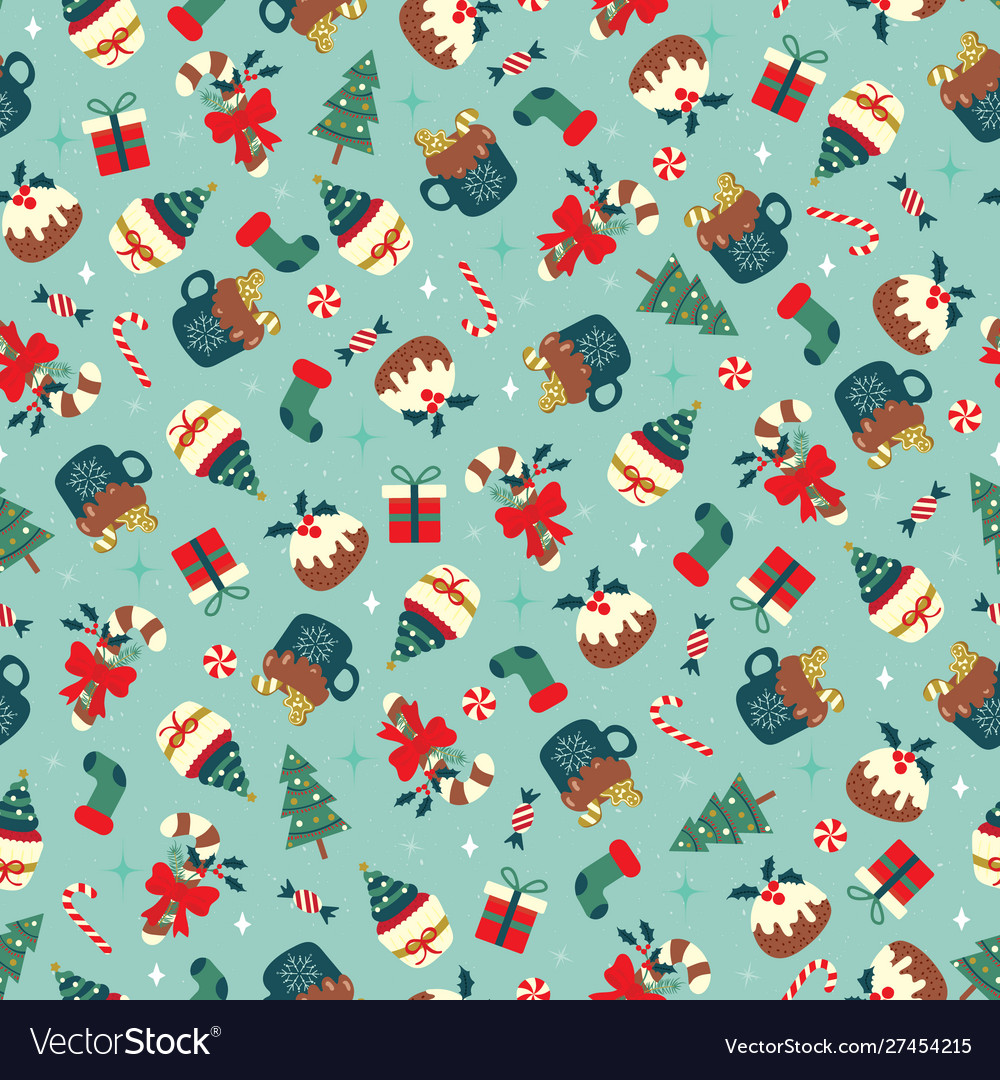 Christmas seamless pattern dense and ditsy style Vector Image