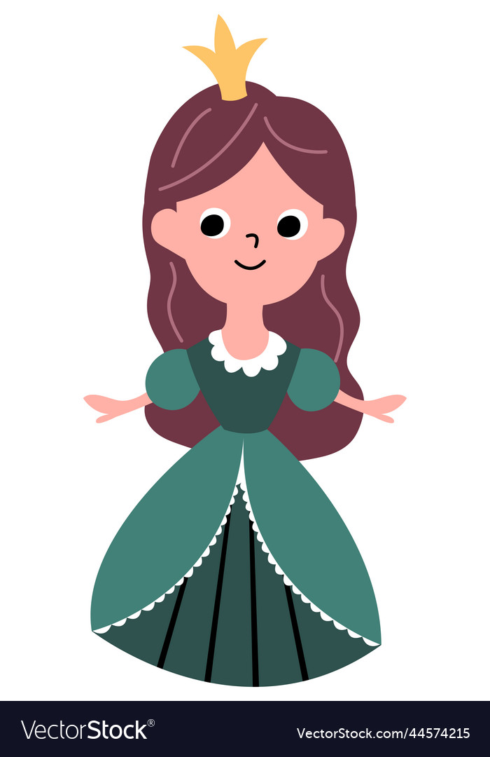 Cute hand drawn princess on a white Royalty Free Vector