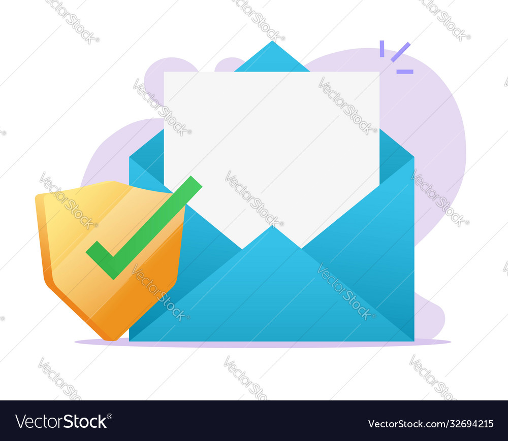 Email document secure shield icon on electronic