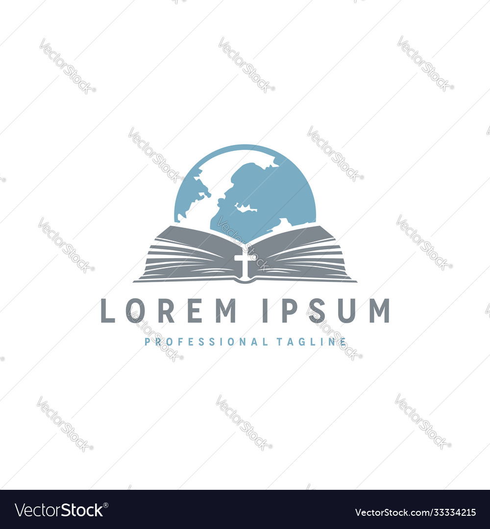 Global Bible Cross Logo Logo Design With Earth Vector Image