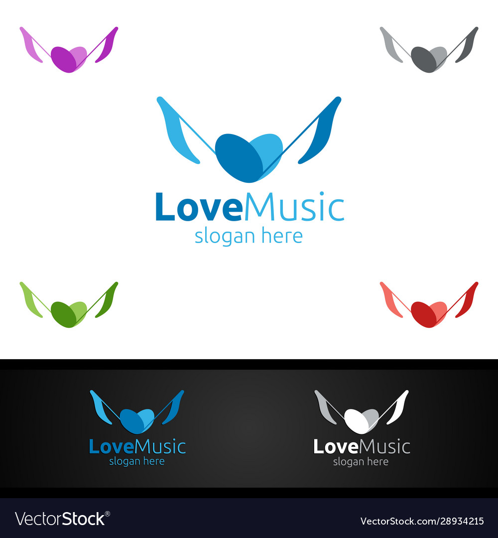 Love music logo with note and concept