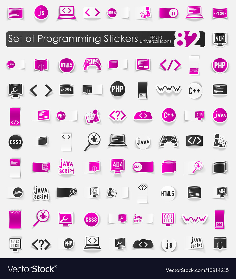 Set of programming stickers Royalty Free Vector Image