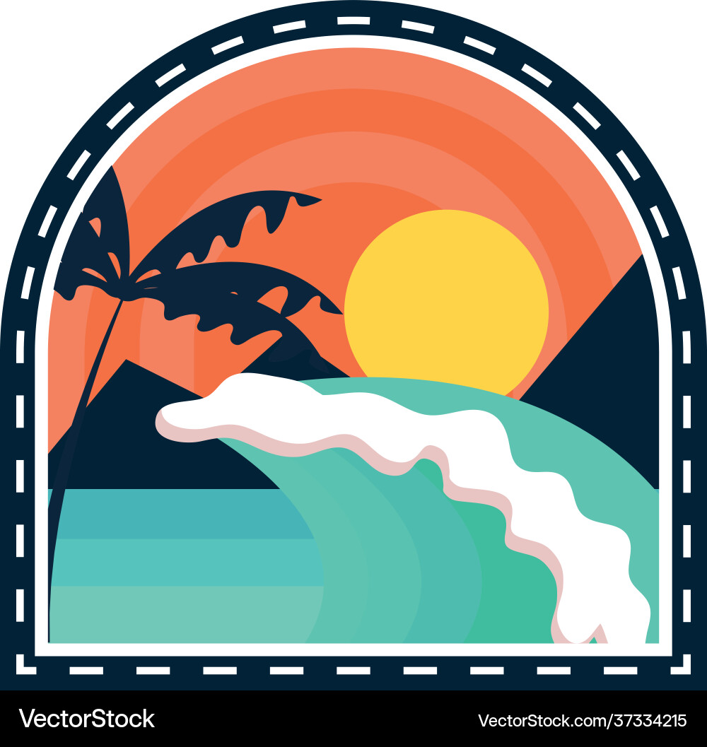 Surfing beach patch Royalty Free Vector Image - VectorStock