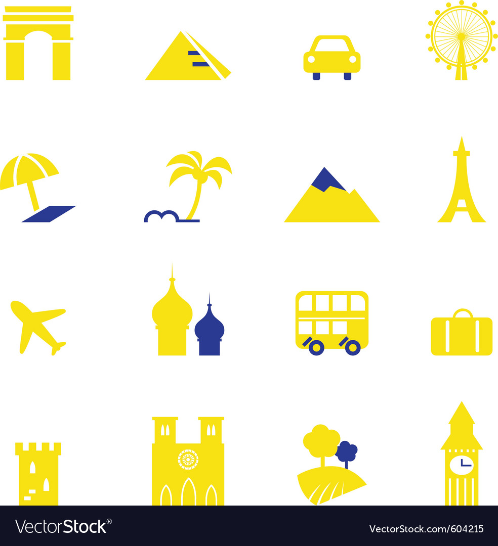 Reiseurlaub und Wahrzeichen Icons