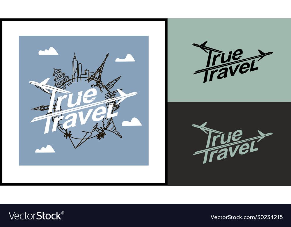 True travel template for logo emblems a tour vector image True travel template for logo emblems a tour