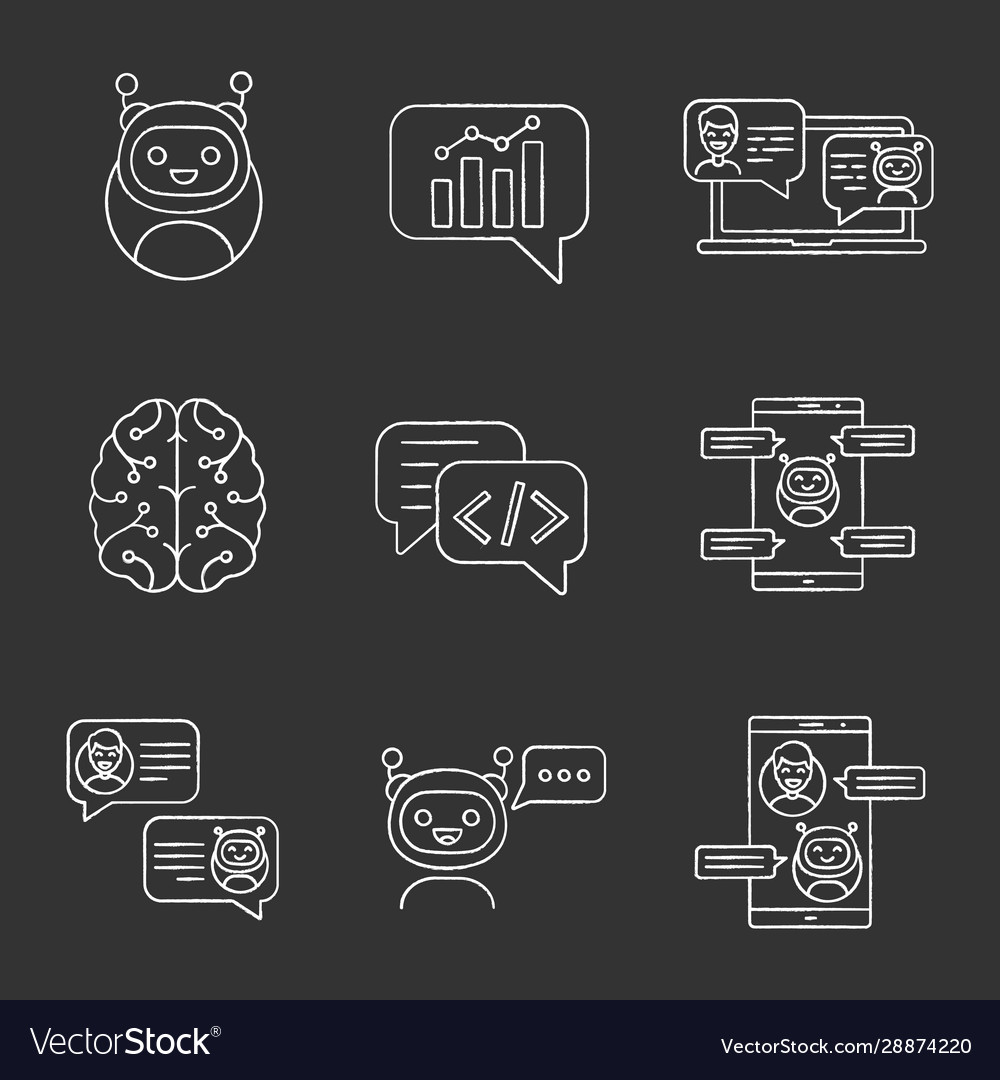 Chatbots chalk icons set