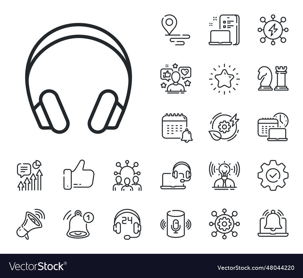 Headphones line icon music listening sign place Vector Image