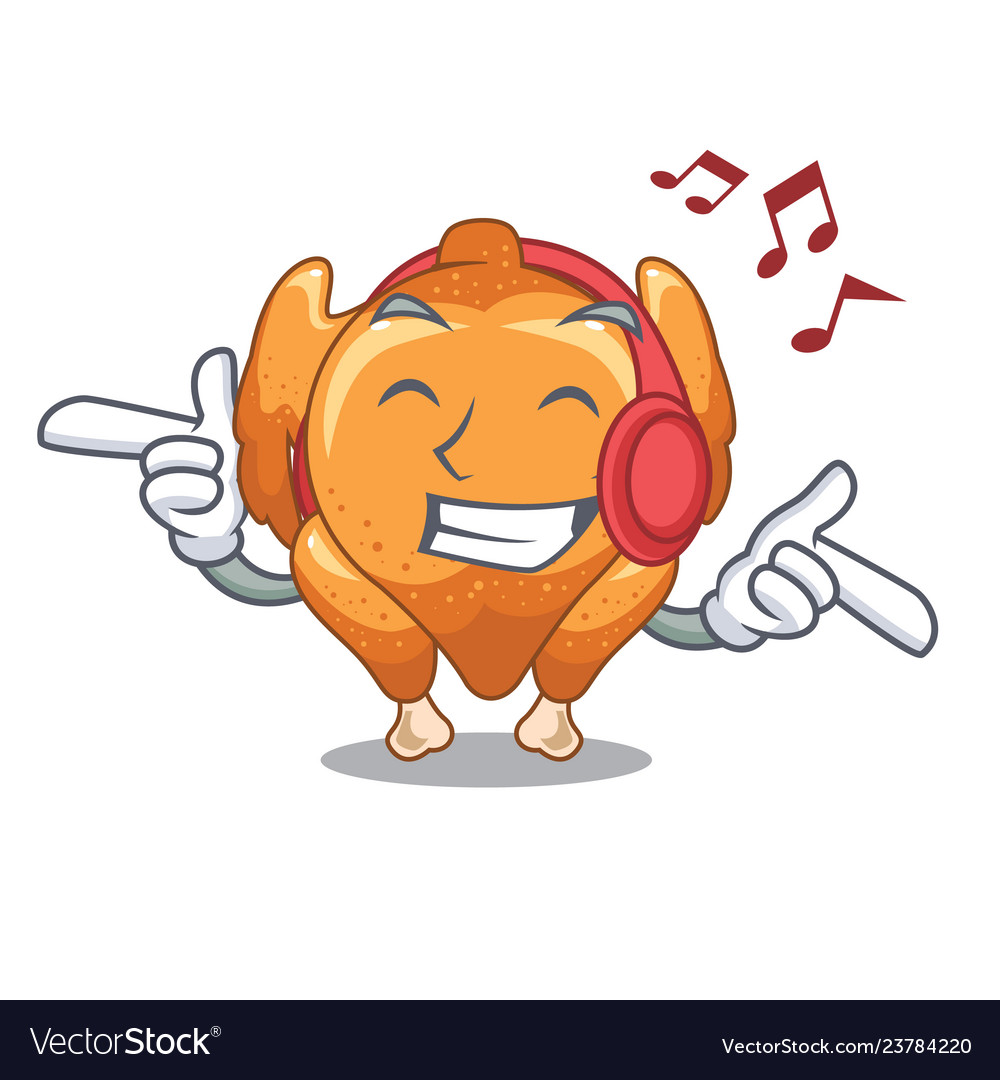 Listening music chicken roast is isolated