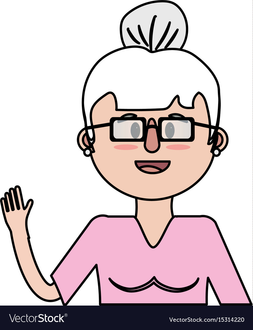 Old Woman Eith Glasses And Hairstyle Royalty Free Vector
