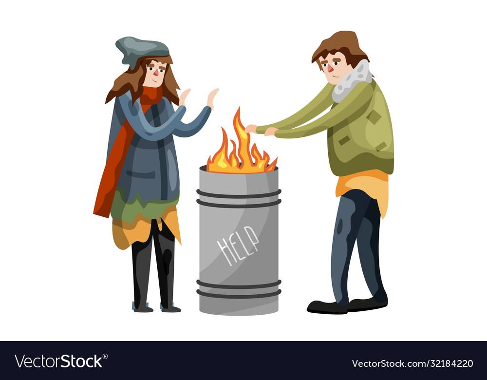 Poor character warm isolated on white background Vector Image