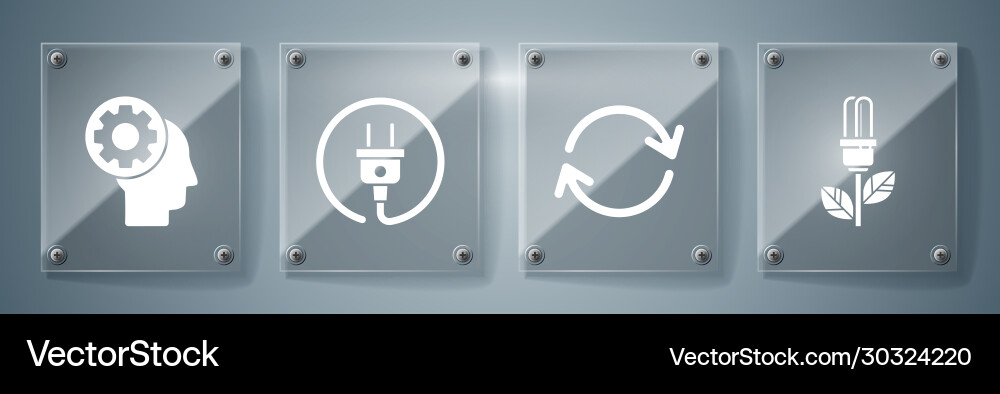 Set light bulb with leaf refresh electric plug Vector Image