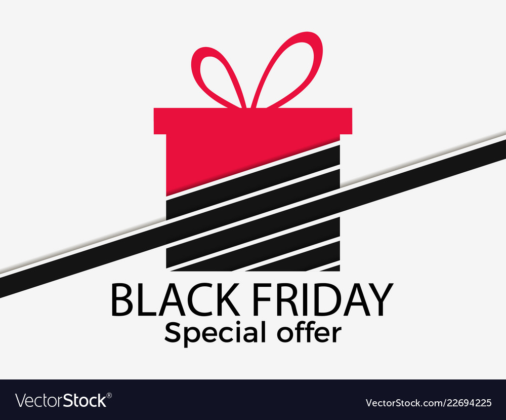 Black friday gift box with ribbon isolated