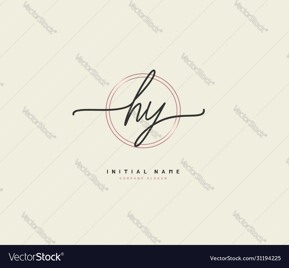 H y hy beauty initial logo handwriting