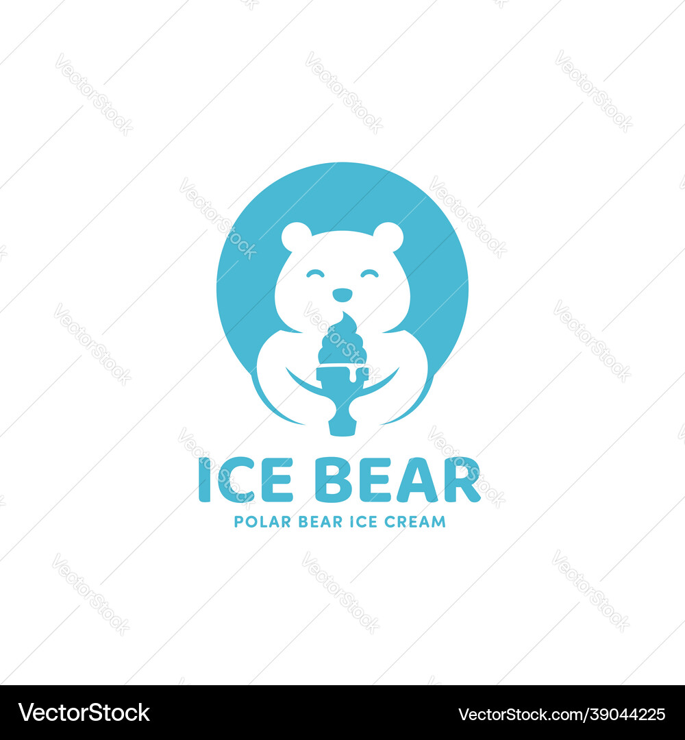 Ice bear cream cone with polar bear mascot Vector Image
