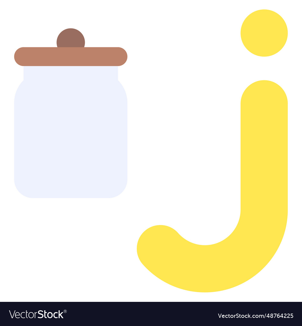 Letter j alphabet with jug icon