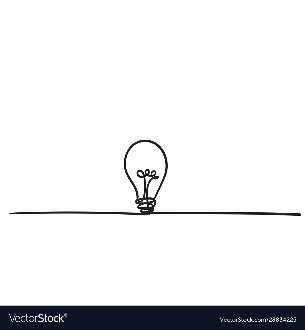 Light bulb icon with handdrawn doodle line style