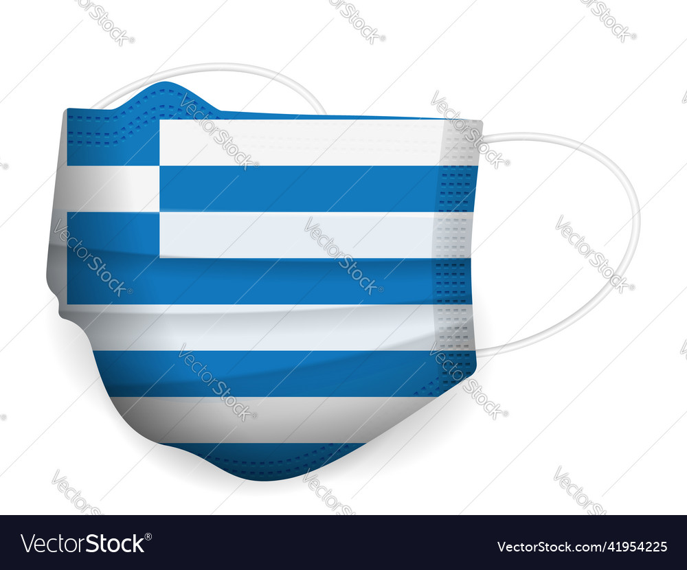 Medical mask greece flag Royalty Free Vector Image