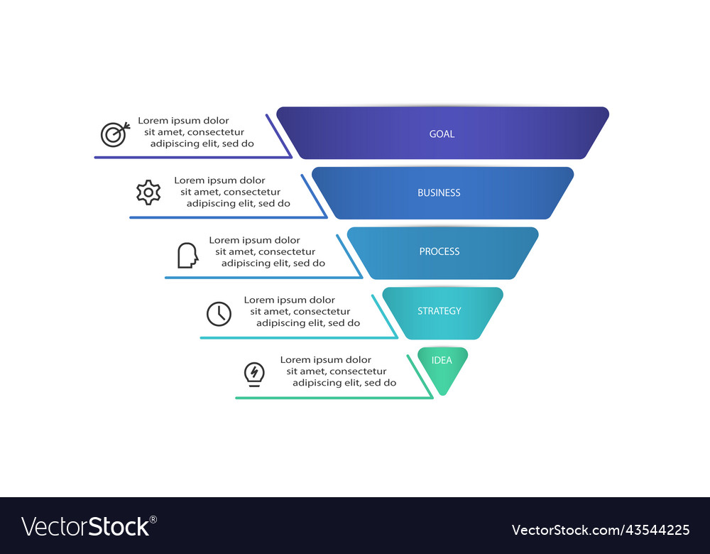 Pyramid with 5 elements infographic template Vector Image