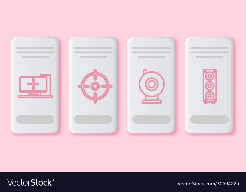 Set line computer monitor target sport web Vector Image