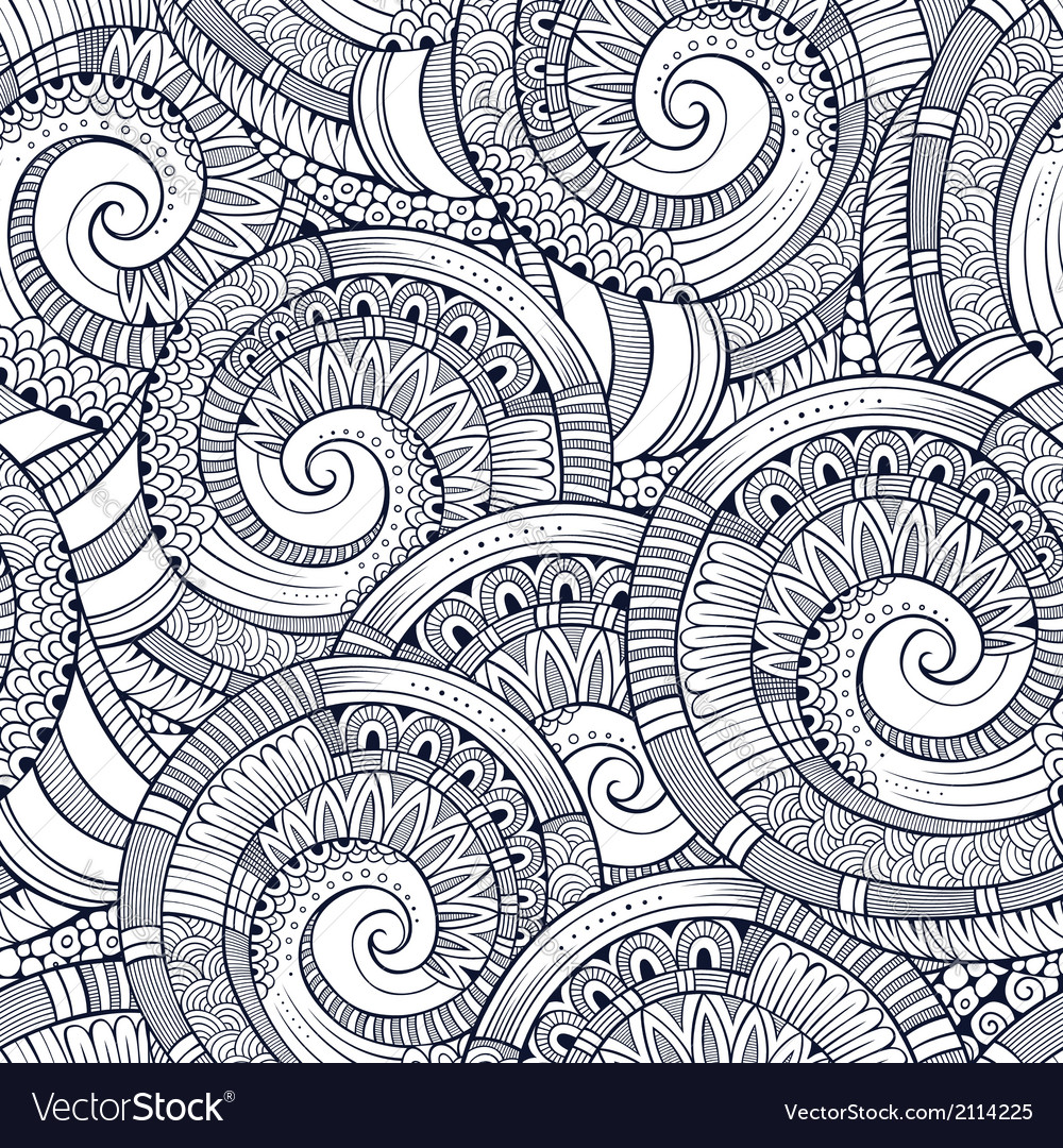 Spiral decorative doodles pattern Royalty Free Vector Image