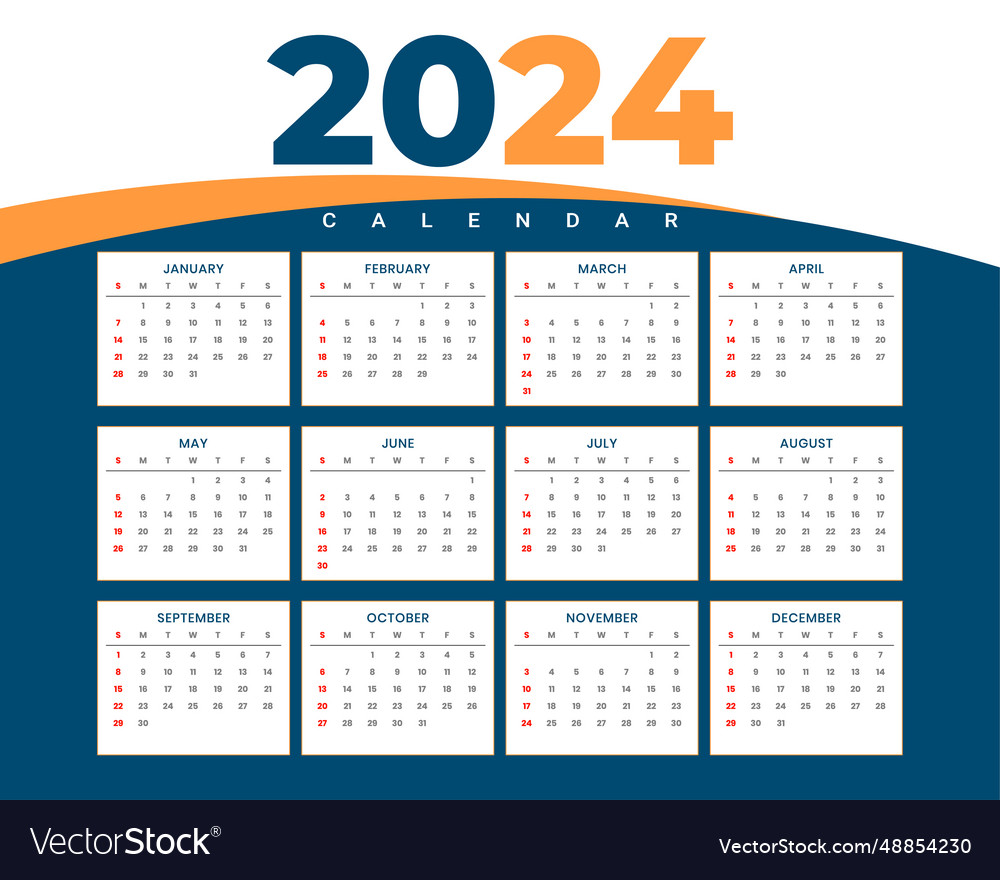 2024 annual planner template a full page Vector Image