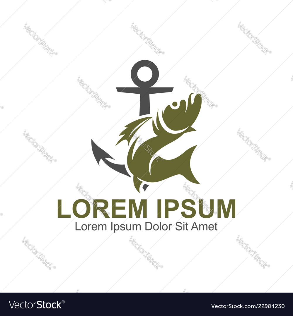 Anchor and fish logo Royalty Free Vector Image