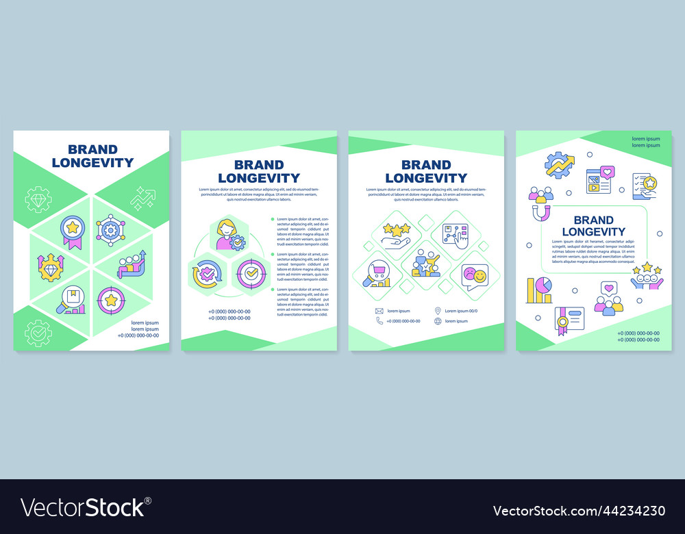 Brand longevity green brochure template Royalty Free Vector