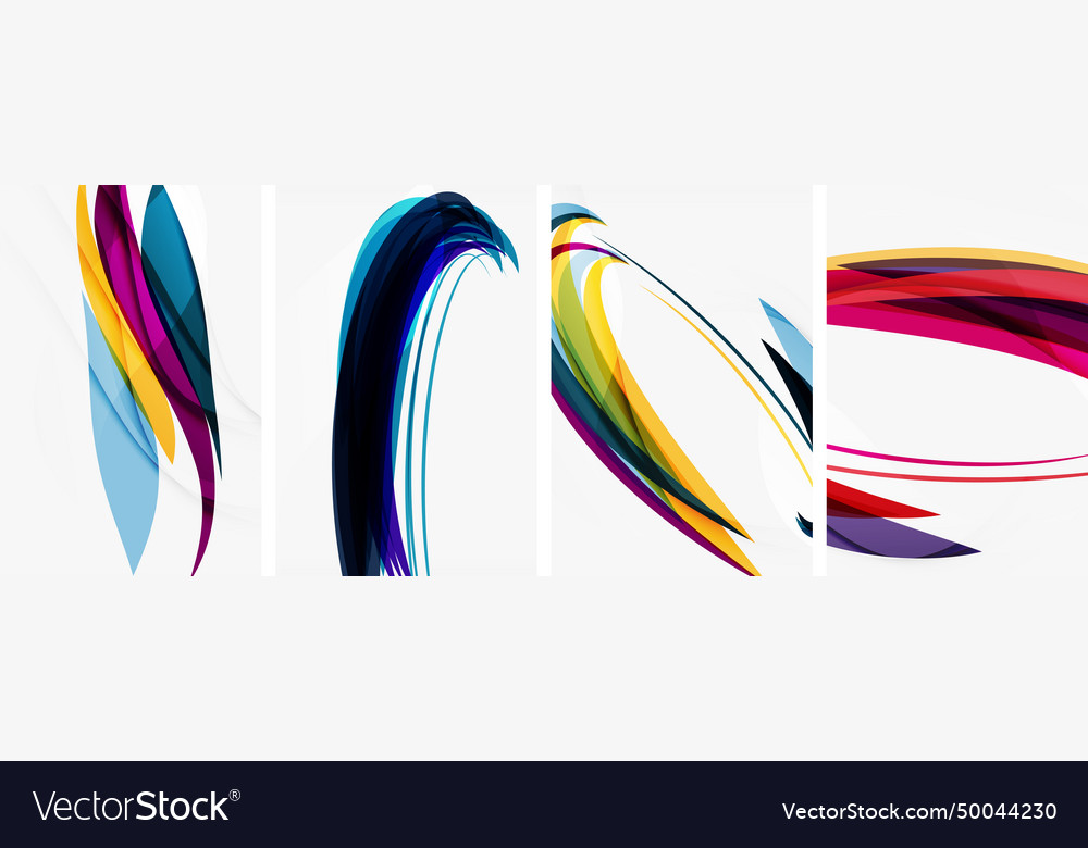 Colorful wave lines poster set for wallpaper Vector Image