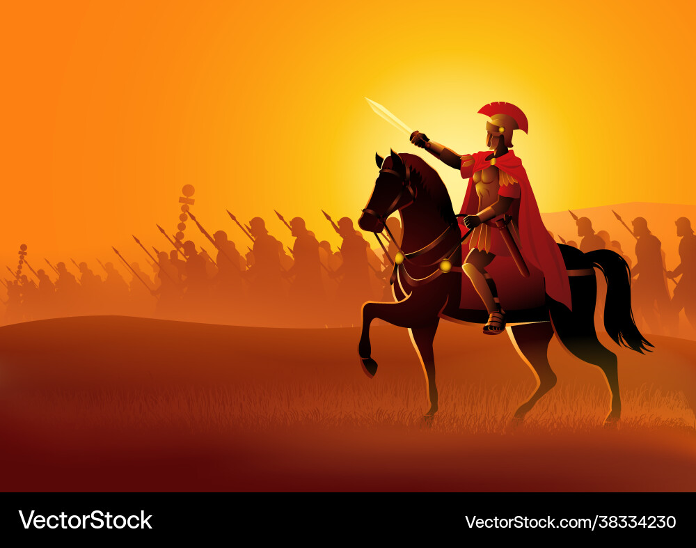 Gaius julius caesar on horseback Royalty Free Vector Image