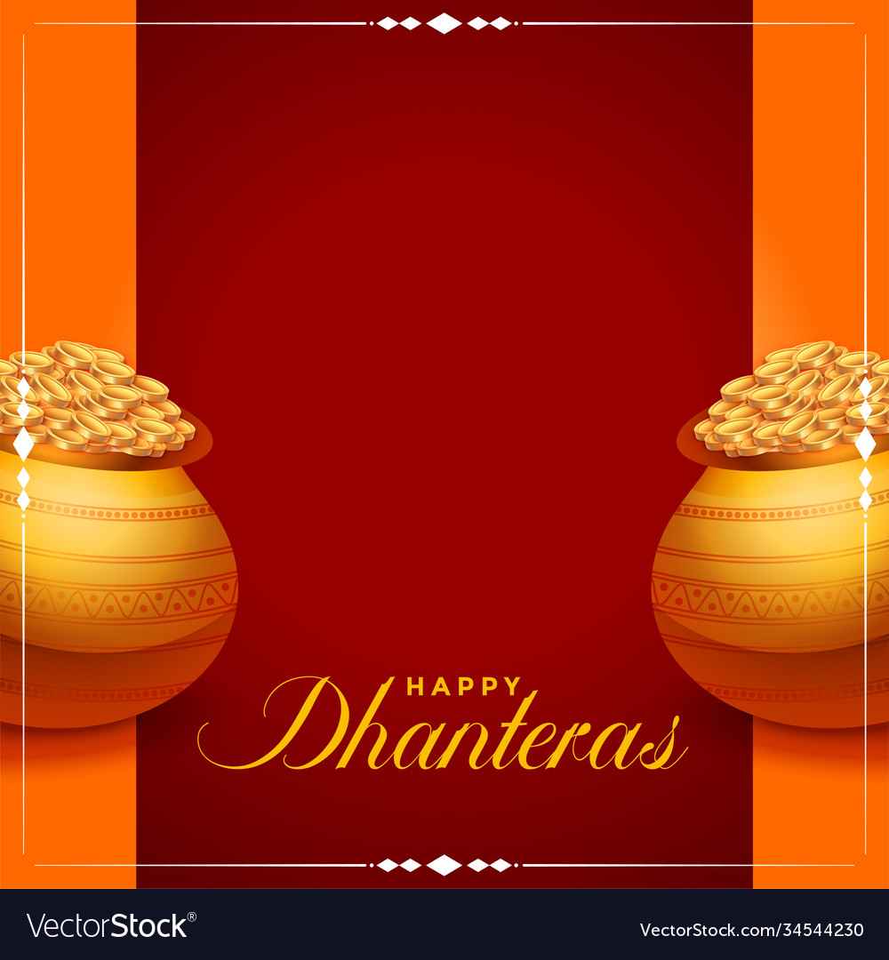 Happy dhanteras background with golden coins pot