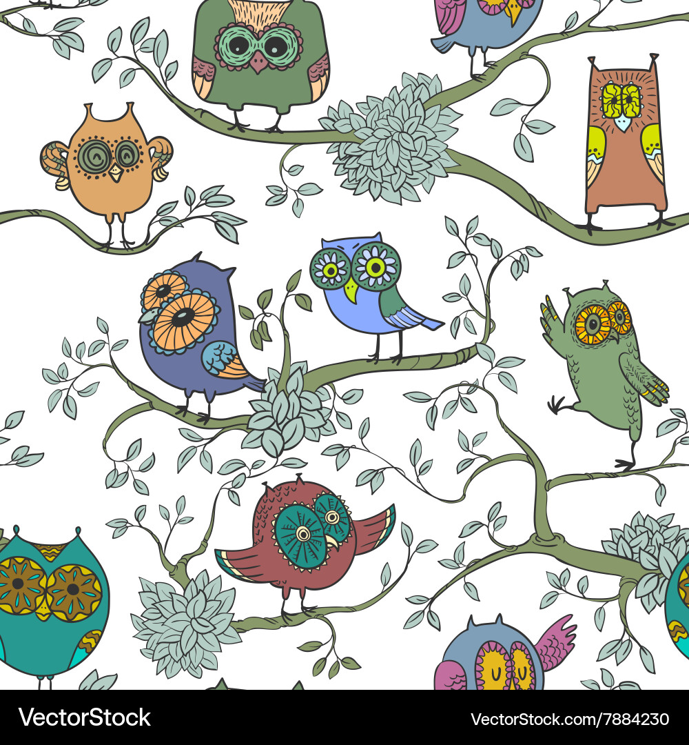 Pattern with owls Royalty Free Vector Image - VectorStock