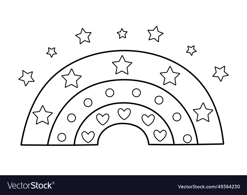 Rainbow with stars in black and white Royalty Free Vector