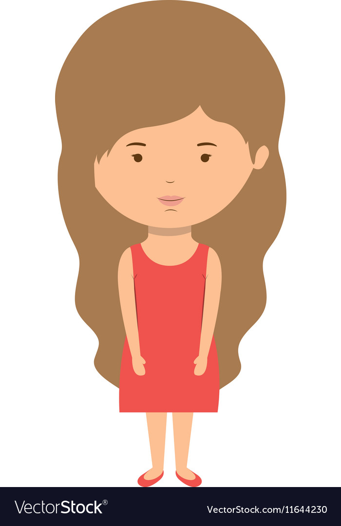 Woman Dressed Party Style With Wavy Long Hair Vector Image