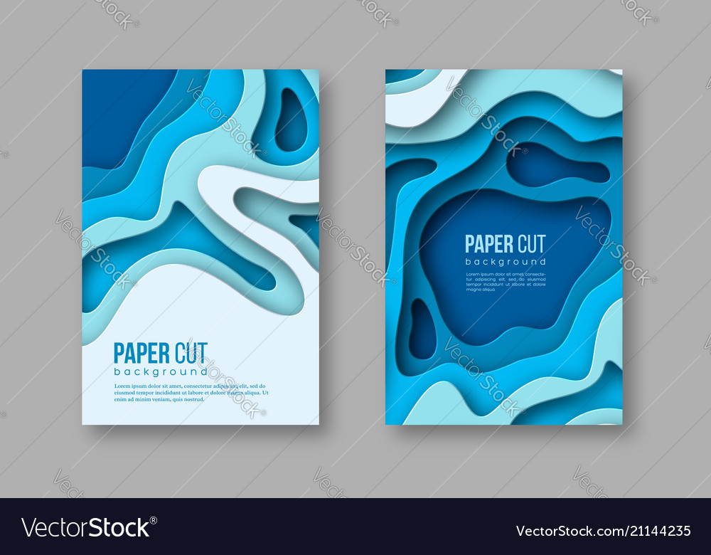 3d paper cut vertical banners shapes with shadow