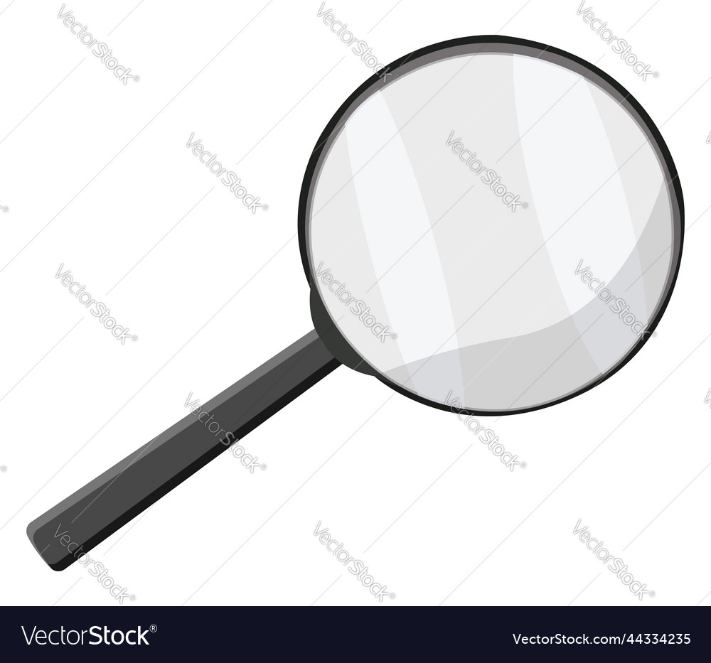 Black magnifying glass on a white background