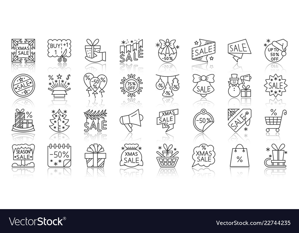 Super sale simple black line icons tag set vector image Super sale simple black line icons tag set