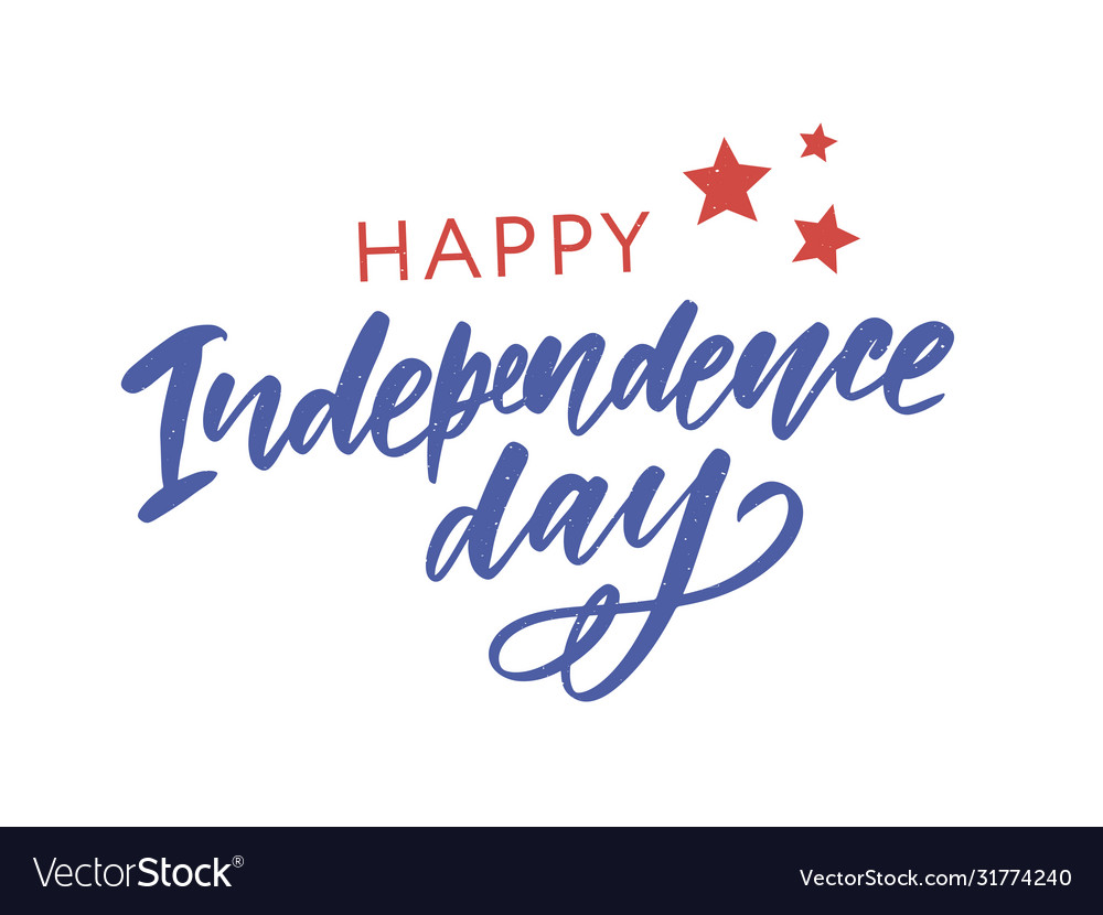 4th july happy independence day calligraphy Vector Image