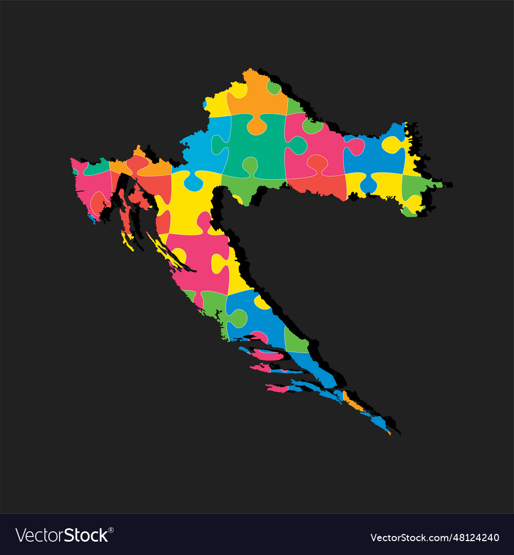 Kreative Karte Croatia aus der Farbe Puzzle Puzzle Puzzle